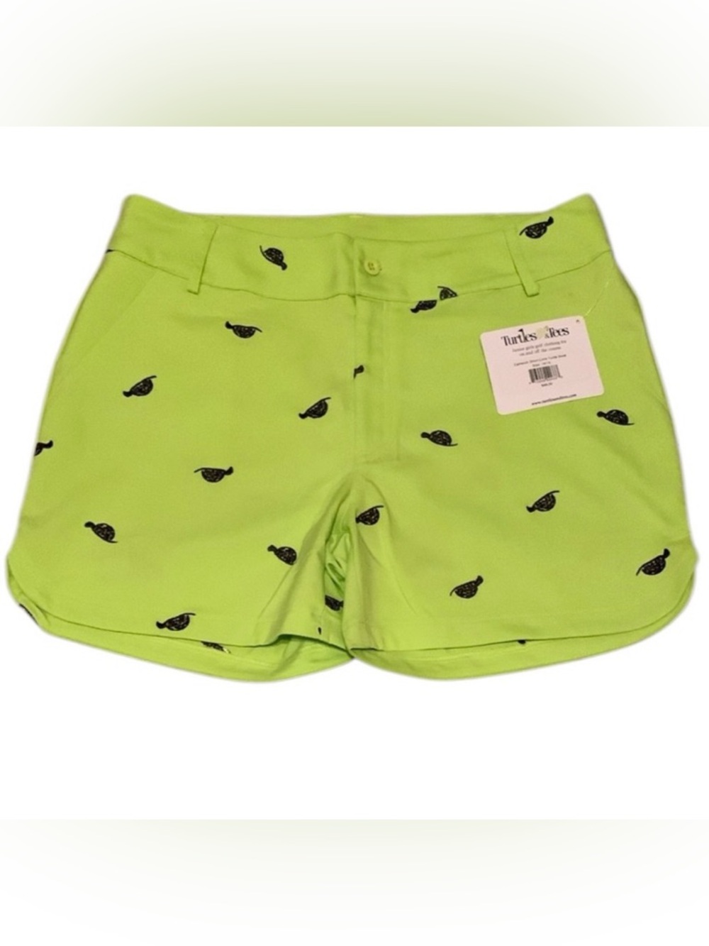 Turtles & Tees  Green Golf Everyday Turtle Shorts Girl’s Size 14/16 Pockets